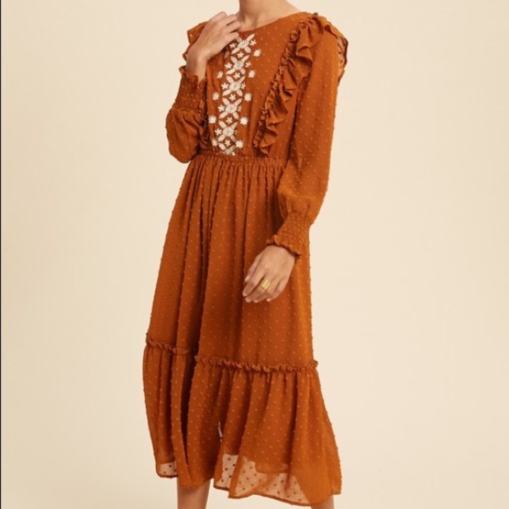 Midi burn orange dress